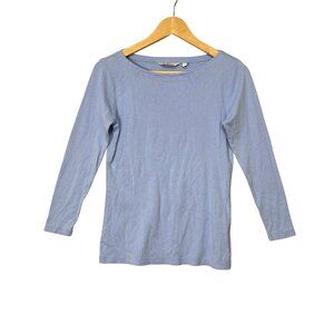 Vineyard Vines Womens Round Neck Long Sleeves Top Sz Small Blue Pima Modal Blend